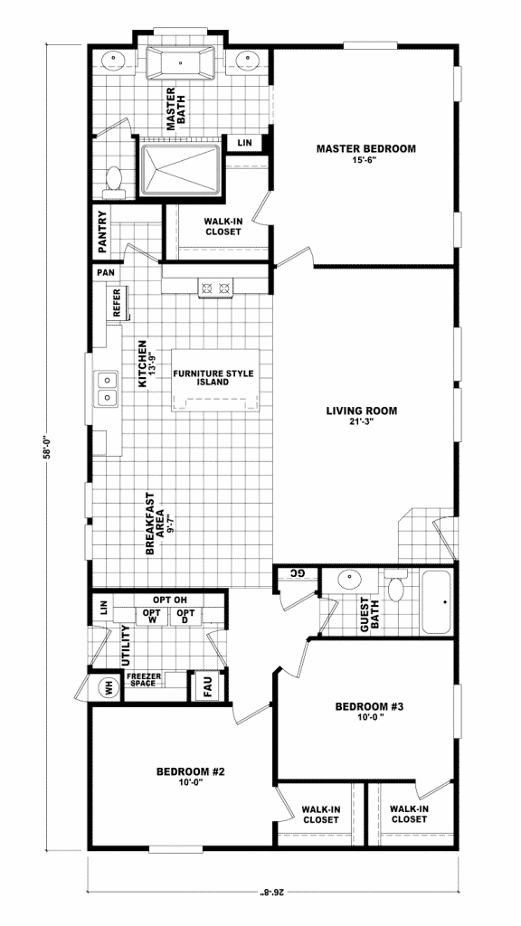 Copper sun Desert Ridge manufactured home 3 bedroom layout
